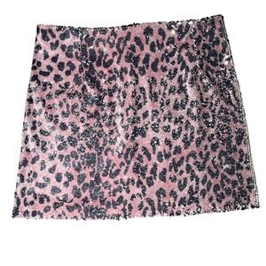FP ONE Mini Skirt Womens 4 Small Pink Black Leopard Sequin Glam Free People